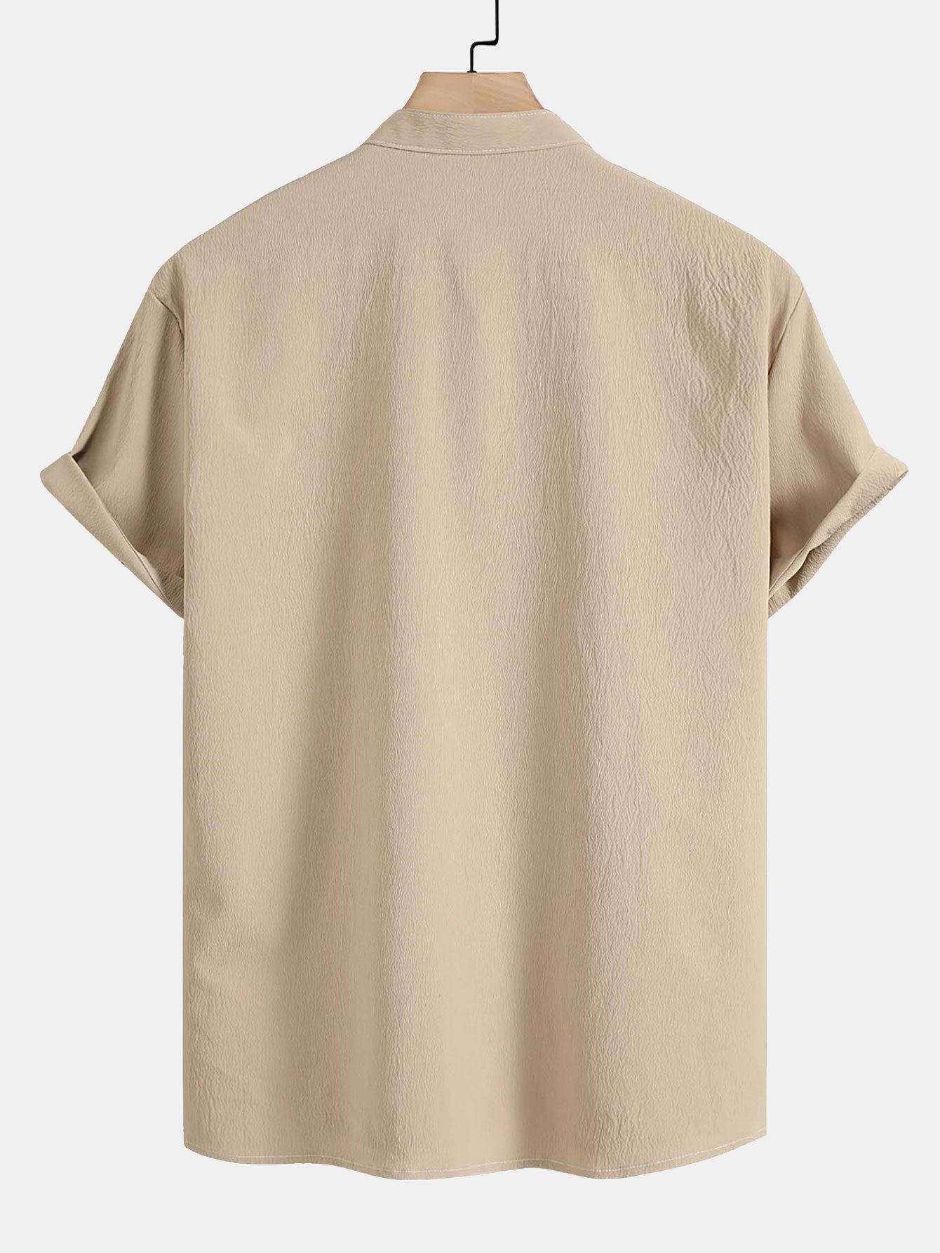 Regular Fit Stand Collar Shirt with Minimal Detailing for Men | Ideal for Casual and Professional Settings