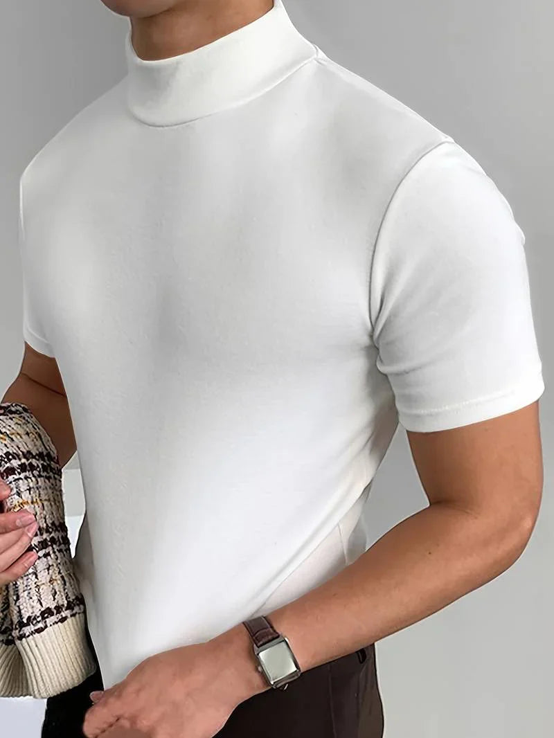Stand Collar Short-Sleeve T-Shirt for Men | Ideal for Casual and Everyday Wear