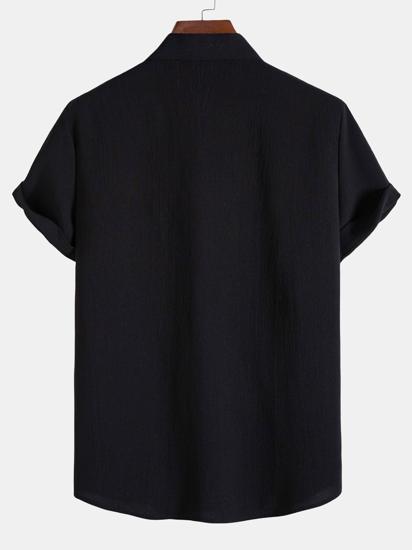 Regular Fit Stand Collar Shirt with Minimal Detailing for Men | Ideal for Casual and Professional Settings
