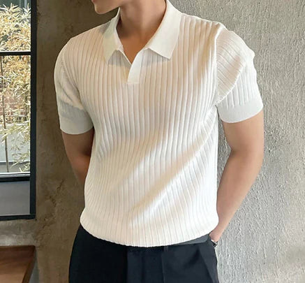 V-Neck Polo Shirt with Short Sleeves for Men | Ideal for Casual Summer Wear