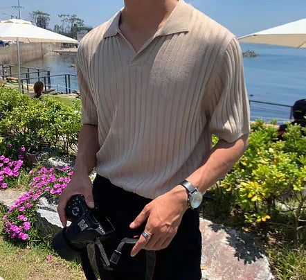 V-Neck Polo Shirt with Short Sleeves for Men | Ideal for Casual Summer Wear