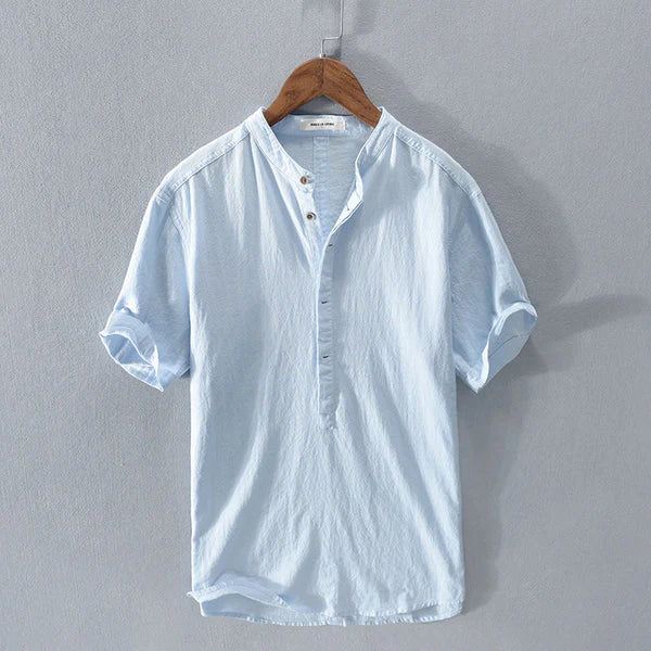 Short-Sleeve Button-Up Shirt with Plain Finish for Men | Ideal for Warm Weather and Casual Occasions