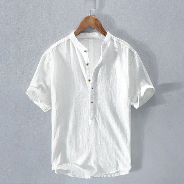 Short-Sleeve Button-Up Shirt with Plain Finish for Men | Ideal for Warm Weather and Casual Occasions