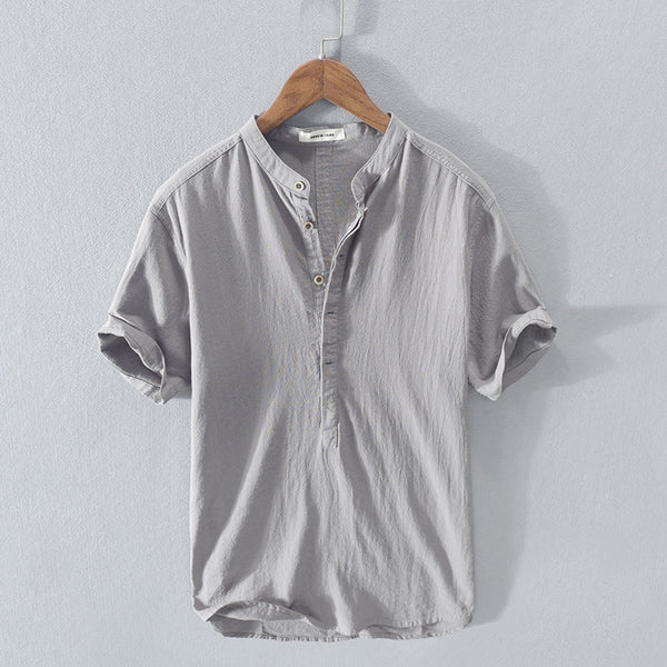 Short-Sleeve Button-Up Shirt with Plain Finish for Men | Ideal for Warm Weather and Casual Occasions