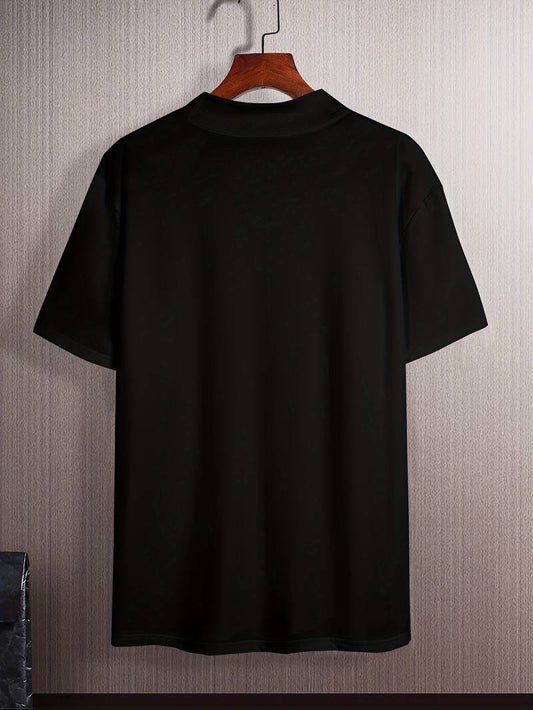 Stand Collar Short-Sleeve T-Shirt for Men | Ideal for Casual and Everyday Wear