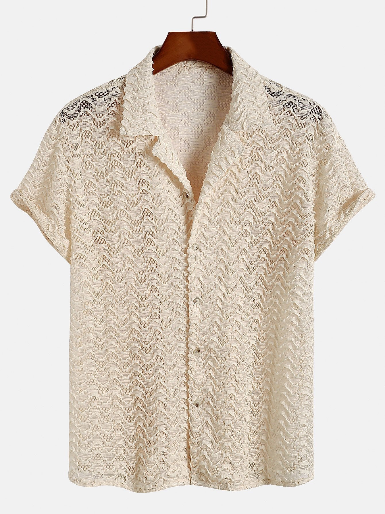 Short-Sleeve Cuban Shirt with Textured Finish for Men | Ideal for Casual and Evening Wear