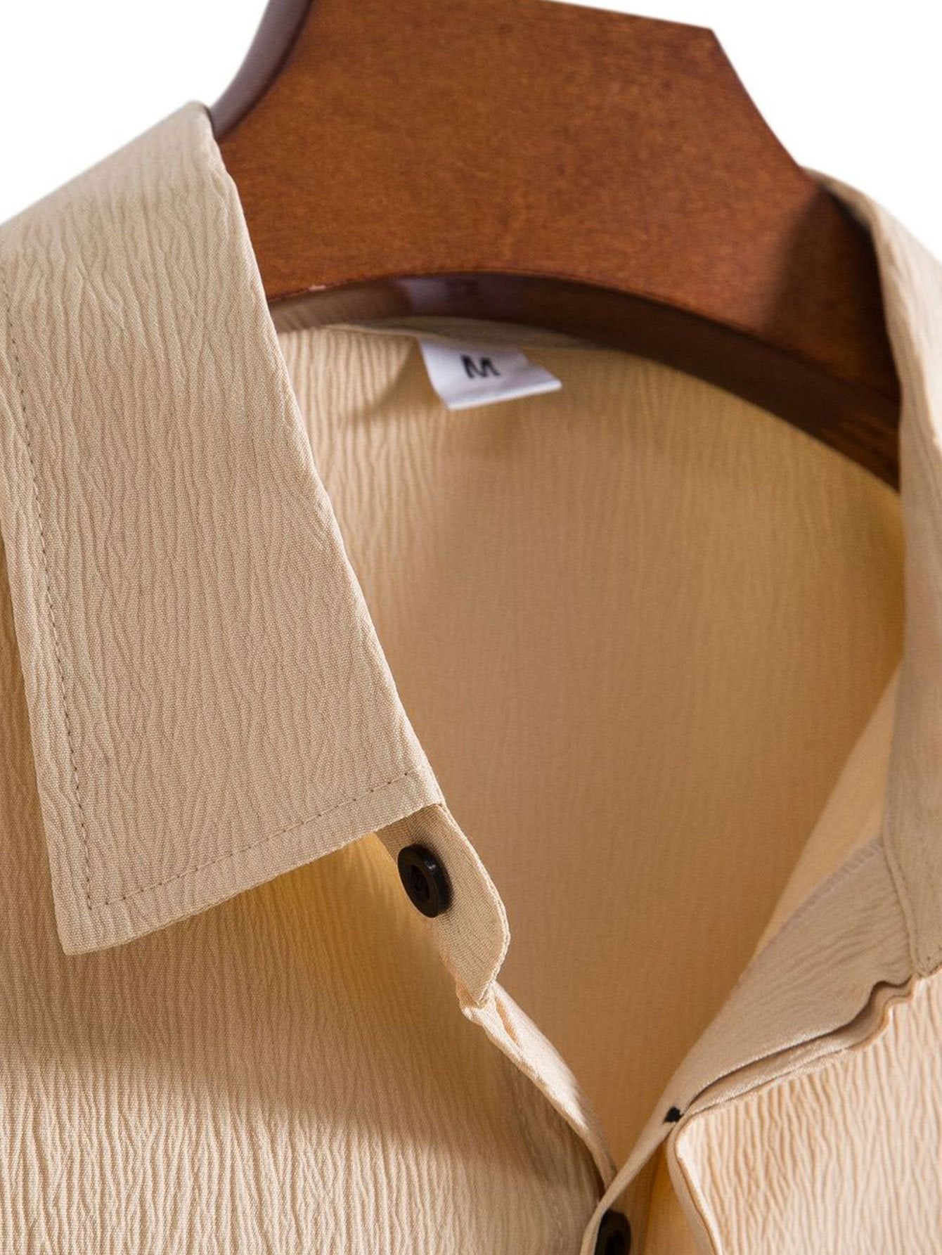 Slim Fit Button-Up Shirt with Wrinkled Texture and Concealed Buttons for Men | Ideal for Work and Casual Wear