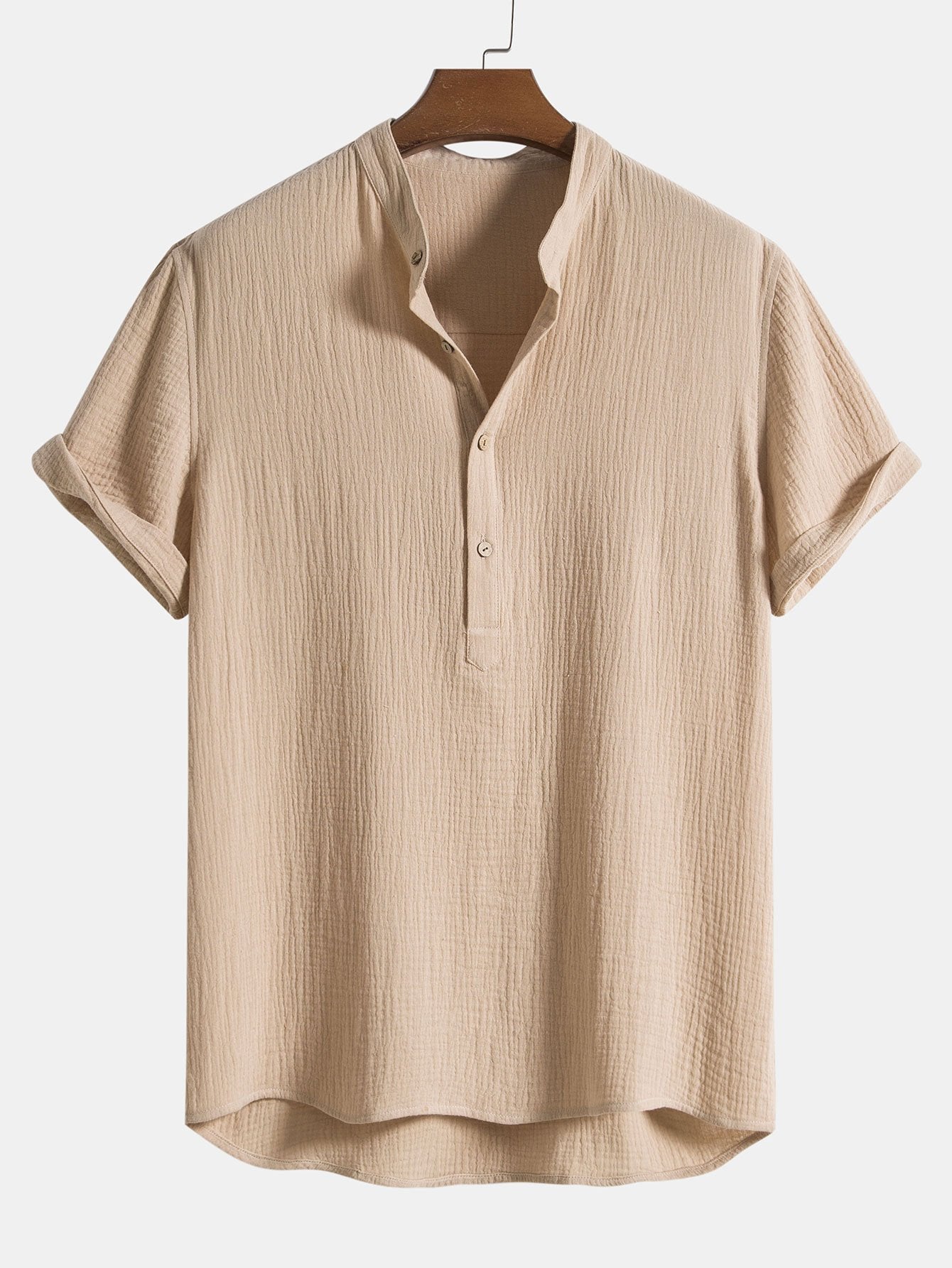 Slim Fit Button-Up Shirt with Wrinkled Texture and Concealed Buttons for Men | Ideal for Work and Casual Wear