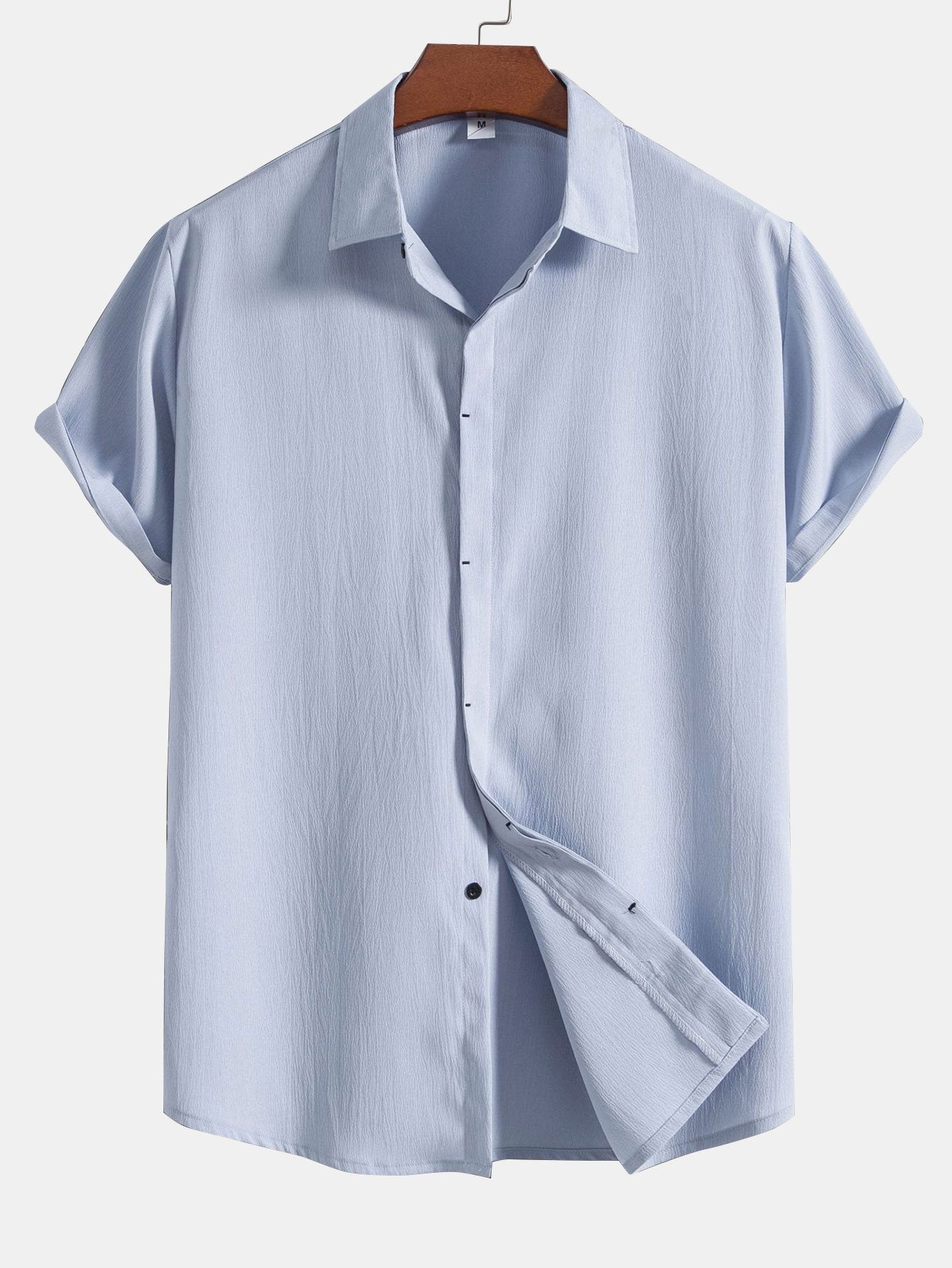 Slim Fit Button-Up Shirt with Wrinkled Texture and Concealed Buttons for Men | Ideal for Work and Casual Wear