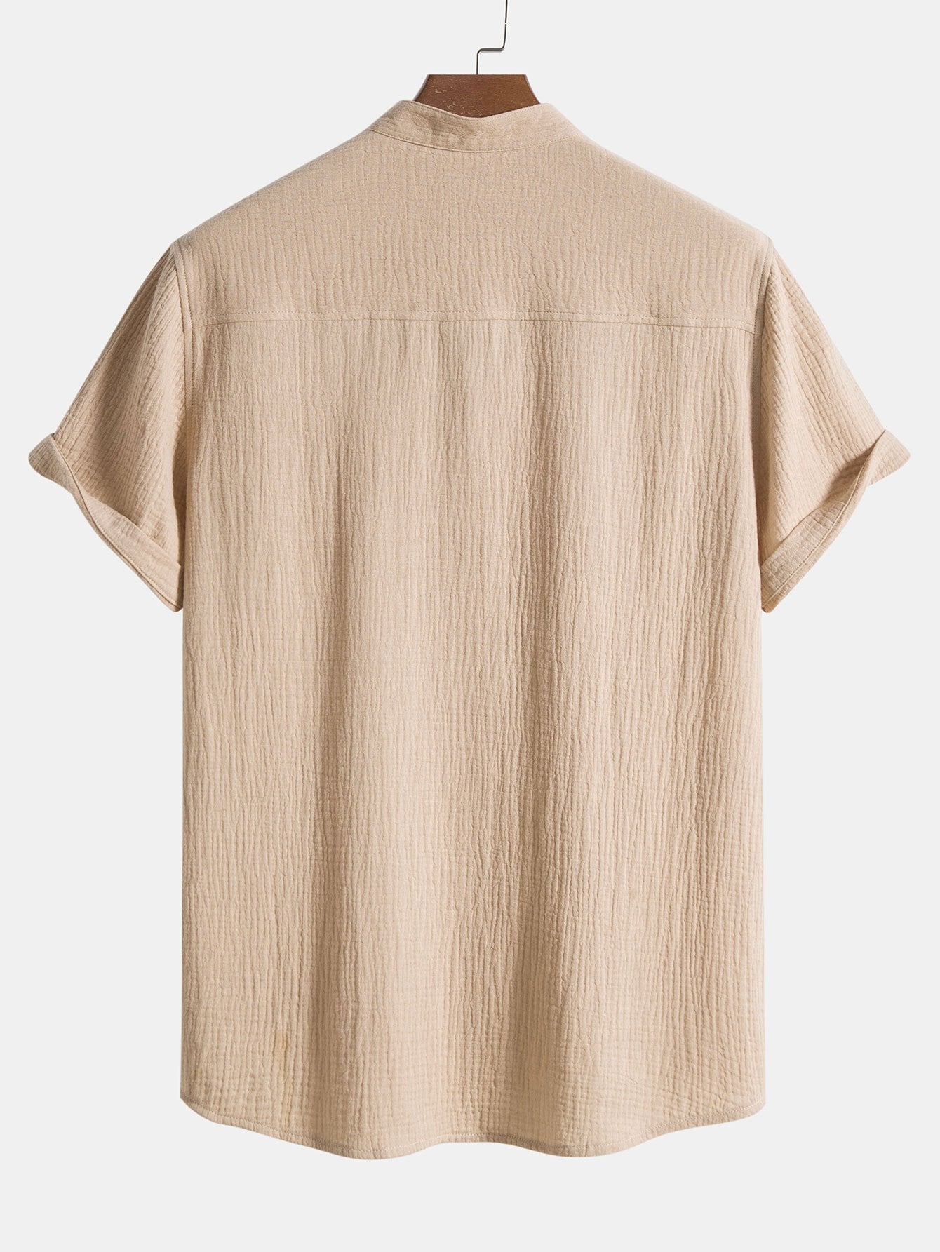 Relaxed Fit Button-Up Shirt with Wrinkled Texture for Men | Ideal for Casual and Semi-Formal Occasions